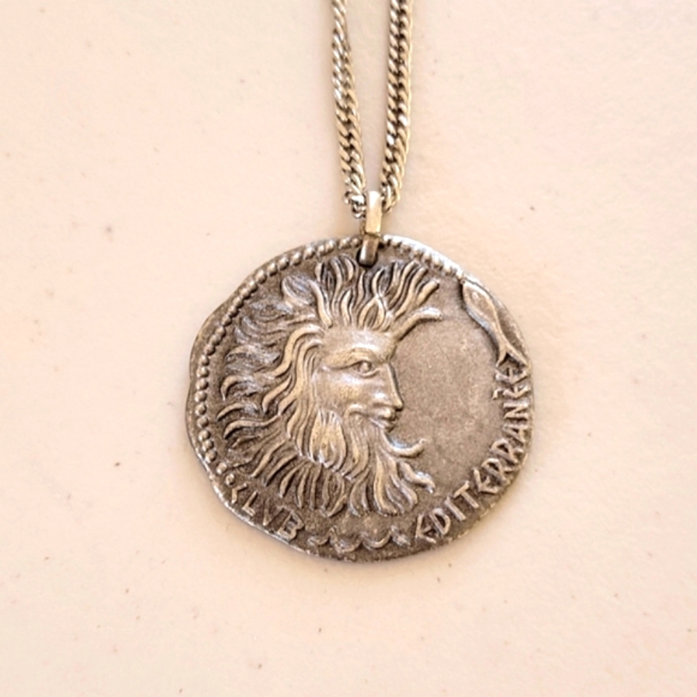 Vintage CM Greek Poseidon Water Omnisports Medallion Necklace